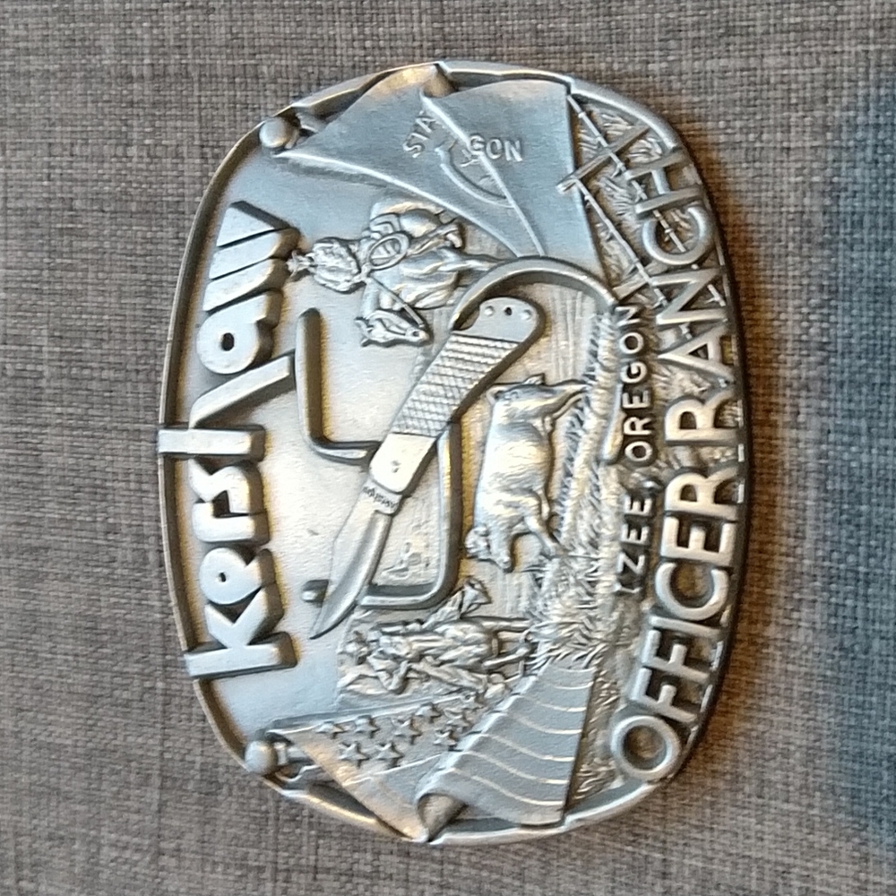 Kershaw Knives Officer Ranch Oregon Commemorative Pewter Belt Buckle
